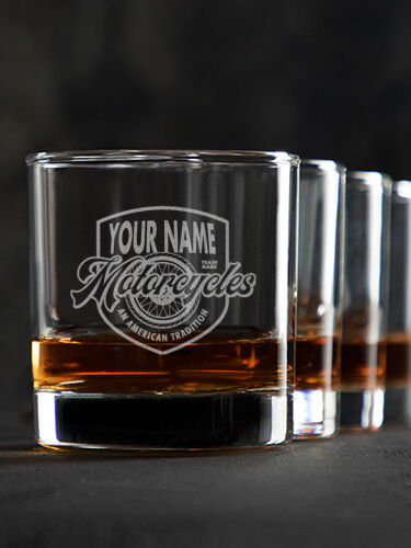 American Motorcycle Tradition : Rocks Glasses - Engraved