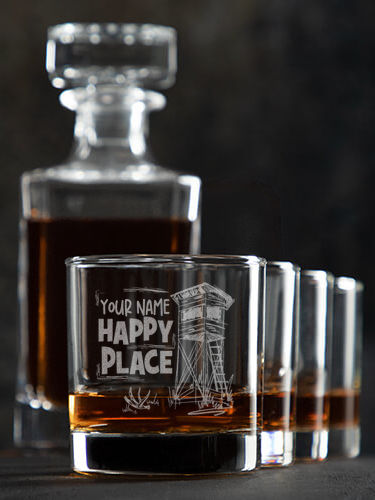 Hunting Happy Place : Decanter Rocks Glass Gift Sets - Engraved