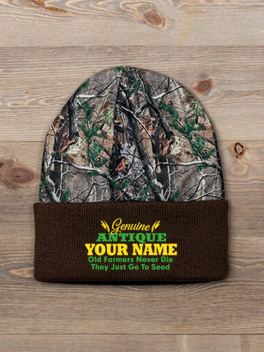 Genuine Antique Farmer : Embroidered 2-Tone Camo Cuffed Beanie