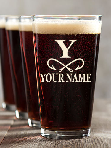 Fishing Monogram : Pint Glasses - Color Printed
