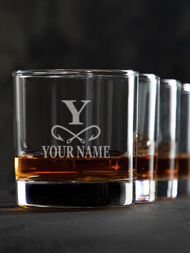 Fishing Monogram : Rocks Glasses - Engraved