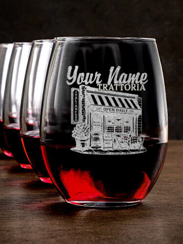 Trattoria : Stemless Wine Glasses - Engraved