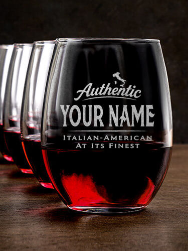 Finest Italian-American : Stemless Wine Glasses - Engraved