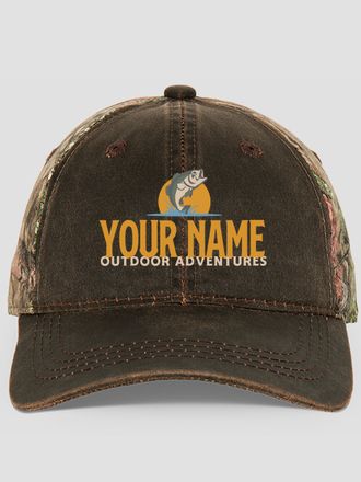 Outdoor Adventures Fishing : Embroidered 2-Tone Camo Hats